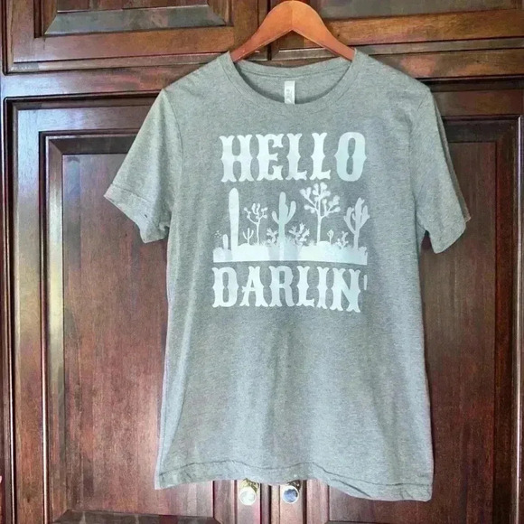 Hello Darlin’ Women's Bella + Canvas T-Shirt, Gray, Size M - Picture 2 of 9